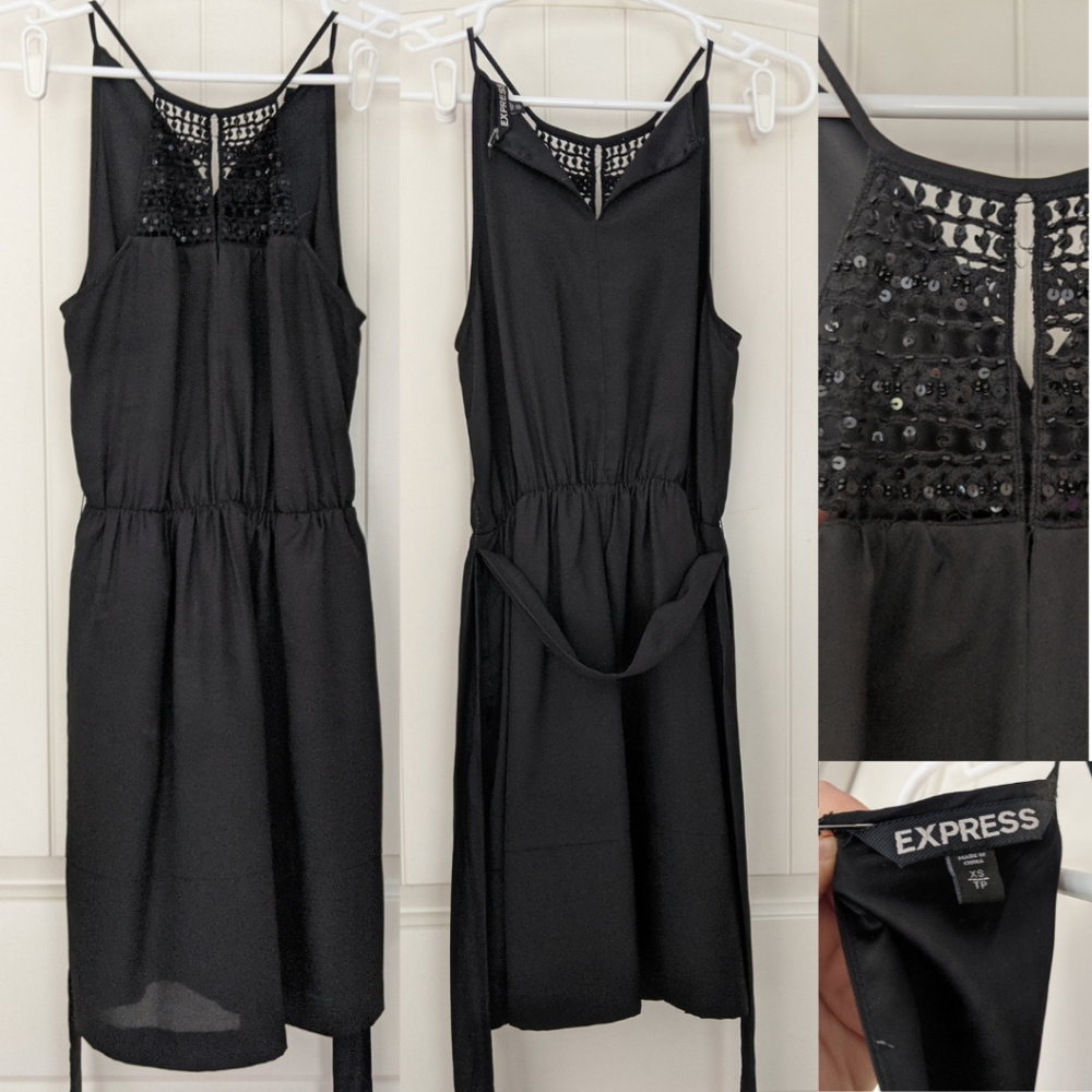 Express Cocktail Dress Lace and Sequin Detail Top